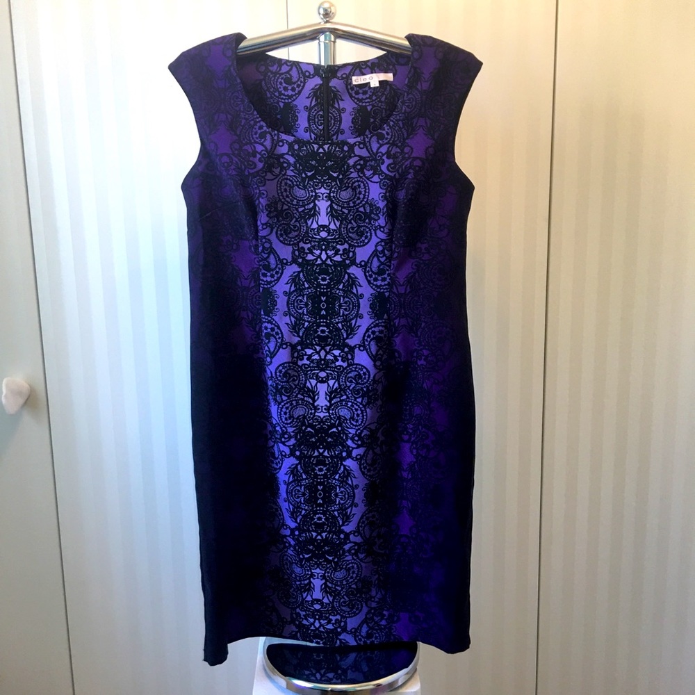 Cleo purple black sleeveless lined dress Size 12